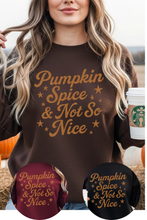 Load image into Gallery viewer, Pumpkin Spice & Not So Nice Graphic Sweatshirt (multiple color options)