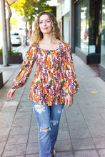 Load image into Gallery viewer, Fall in Love Taupe & Rust Floral Print Babydoll Bubble Sleeve Top