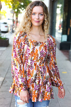 Load image into Gallery viewer, Fall in Love Taupe & Rust Floral Print Babydoll Bubble Sleeve Top