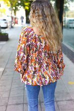 Load image into Gallery viewer, Fall in Love Taupe & Rust Floral Print Babydoll Bubble Sleeve Top