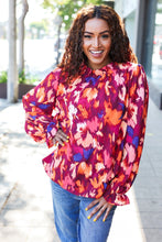 Load image into Gallery viewer, You Got This Wine Floral Print Print Frill Mock Neck Top