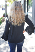 Load image into Gallery viewer, Falling In Love Hi-Lo Ruffle Sleeve Woven Top in Black