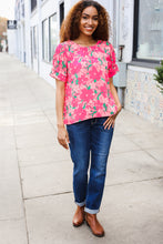 Load image into Gallery viewer, Vacay Vibes Floral Back Keyhole Short Smocked Banded Sleeve Top