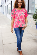 Load image into Gallery viewer, Vacay Vibes Floral Back Keyhole Short Smocked Banded Sleeve Top
