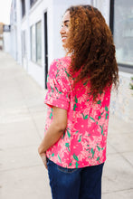 Load image into Gallery viewer, Vacay Vibes Floral Back Keyhole Short Smocked Banded Sleeve Top