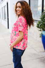 Load image into Gallery viewer, Vacay Vibes Floral Back Keyhole Short Smocked Banded Sleeve Top