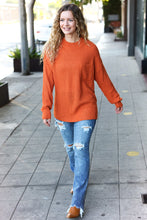 Load image into Gallery viewer, Pumpkin Spice Mock Neck Chest Pocket Knit Sweater