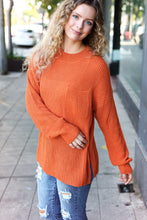 Load image into Gallery viewer, Pumpkin Spice Mock Neck Chest Pocket Knit Sweater