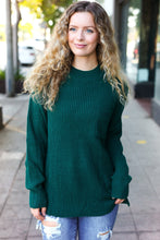 Load image into Gallery viewer, Classy Chic Mock Neck Chest Pocket Knit Sweater in Hunter Green
