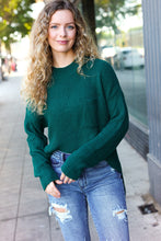 Load image into Gallery viewer, Classy Chic Mock Neck Chest Pocket Knit Sweater in Hunter Green