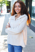 Load image into Gallery viewer, Easy Living Textured Knit Notch Neck Oversized Collar Sweater in Oatmeal