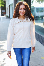 Load image into Gallery viewer, Easy Living Textured Knit Notch Neck Oversized Collar Sweater in Oatmeal