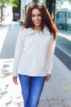 Load image into Gallery viewer, Easy Living Textured Knit Notch Neck Oversized Collar Sweater in Oatmeal