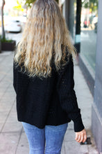 Load image into Gallery viewer, Follow Me Pointelle Knit Button Down Cardigan in Black