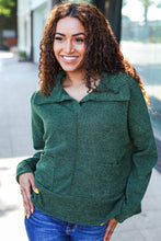 Load image into Gallery viewer, Easy Living Textured Knit Notch Neck Oversized Collar Sweater in Olive