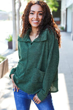 Load image into Gallery viewer, Easy Living Textured Knit Notch Neck Oversized Collar Sweater in Olive