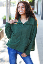 Load image into Gallery viewer, Easy Living Textured Knit Notch Neck Oversized Collar Sweater in Olive