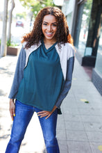 Load image into Gallery viewer, Stand Out Hunter Green V Neck Raglan Color Block Outseam Top