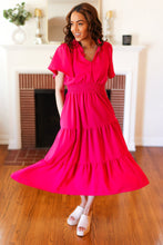 Load image into Gallery viewer, Hello Beautiful Fuchsia Fit &amp; Flare Smocked Waist Maxi Dress
