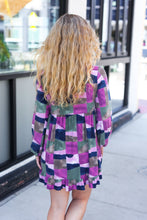 Load image into Gallery viewer, Lock Eyes Lavender Geo Print Ruffle Hem Dress