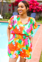 Load image into Gallery viewer, Under The Sun Abstract Floral Smocked Waist V Neck Flutter Sleeve Romper