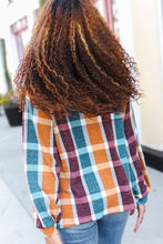 Load image into Gallery viewer, Adorable In Plaid French Terry Henley Pocket Top