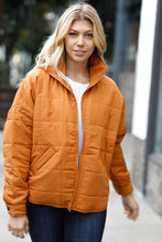 Load image into Gallery viewer, Eyes On You Butterscotch Quilted Puffer Jacket