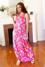 Load image into Gallery viewer, Floral Print Fit and Flare Sleeveless Maxi Dress in Pink