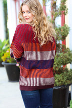 Load image into Gallery viewer, Take All Of Me Burgundy & Navy Stripe Oversized Sweater