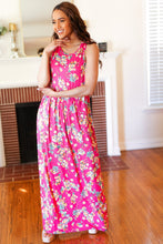 Load image into Gallery viewer, Floral Print Fit and Flare Sleeveless Maxi Dress in Pink