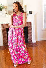Load image into Gallery viewer, Floral Print Fit and Flare Sleeveless Maxi Dress in Pink