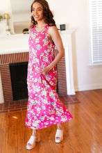 Load image into Gallery viewer, Floral Print Fit and Flare Sleeveless Maxi Dress in Pink