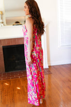 Load image into Gallery viewer, Floral Print Fit and Flare Sleeveless Maxi Dress in Pink