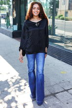 Load image into Gallery viewer, Live For Today Black Woven Front Tie Silky Blouse