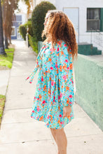 Load image into Gallery viewer, Feeling Femme Ribbon Bow Tie Babydoll Dress in Aqua Floral