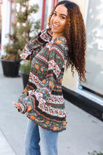 Load image into Gallery viewer, Beautiful You Green Floral Stripe Woven Blouse