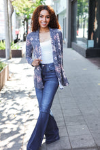 Load image into Gallery viewer, Boho Vibes Charcoal Tribal Print Terry Open Cardigan