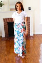 Load image into Gallery viewer, Vacay Vibes Smocked Waist Side Slit Palazzo Pants in Green Floral
