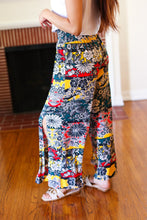 Load image into Gallery viewer, Vacay Vibes Smocked Waist Side Slit Palazzo Pants in Teal Floral
