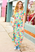 Load image into Gallery viewer, Diva Dreams Lime Floral Print Fit &amp; Flare Maxi Dress

