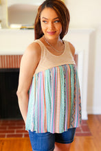 Load image into Gallery viewer, Mustard Two-Tone Boho Print Back Tie Tank