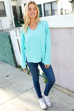 Load image into Gallery viewer, Eyes On You Mineral Wash Rib Notch Neck Pocket Top in Seafoam