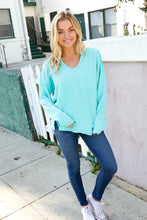 Load image into Gallery viewer, Eyes On You Mineral Wash Rib Notch Neck Pocket Top in Seafoam
