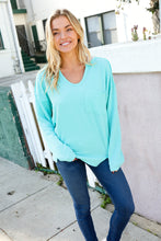 Load image into Gallery viewer, Eyes On You Mineral Wash Rib Notch Neck Pocket Top in Seafoam