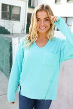Load image into Gallery viewer, Eyes On You Mineral Wash Rib Notch Neck Pocket Top in Seafoam