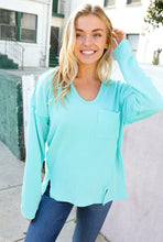 Load image into Gallery viewer, Eyes On You Mineral Wash Rib Notch Neck Pocket Top in Seafoam