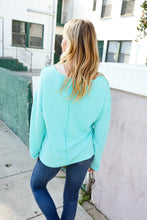 Load image into Gallery viewer, Eyes On You Mineral Wash Rib Notch Neck Pocket Top in Seafoam