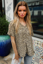 Load image into Gallery viewer, Best In Bold Animal Print V Neck Dolman Side Slit Top in Sage