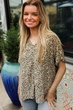 Load image into Gallery viewer, Best In Bold Animal Print V Neck Dolman Side Slit Top in Sage