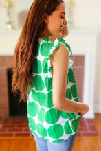 Load image into Gallery viewer, Green Polka-Dot Mock Neck Ruffle Sleeve Top
